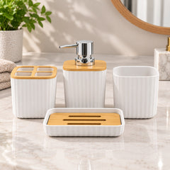 3 PCS BATHROOM SET WITH BAMBOO TRAY
