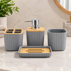 3 PCS BATHROOM SET WITH BAMBOO TRAY