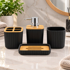 3 PCS BATHROOM SET WITH BAMBOO TRAY