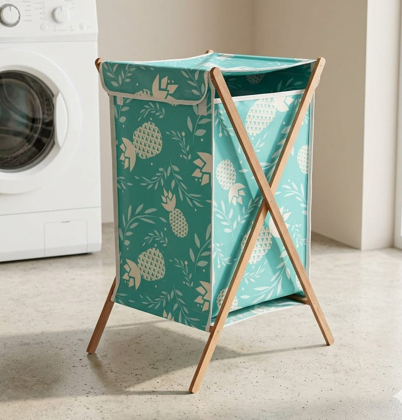 Assorted Bamboo Laundry Hamper – Foldable Clothes Basket with Fabric Liner & Lid