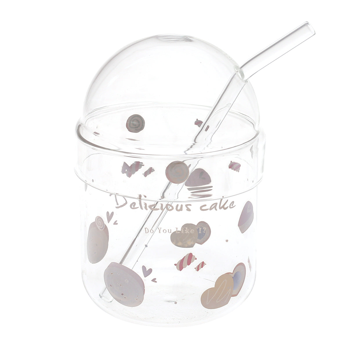Soda Glass – Transparent with Dome Lid & Straw