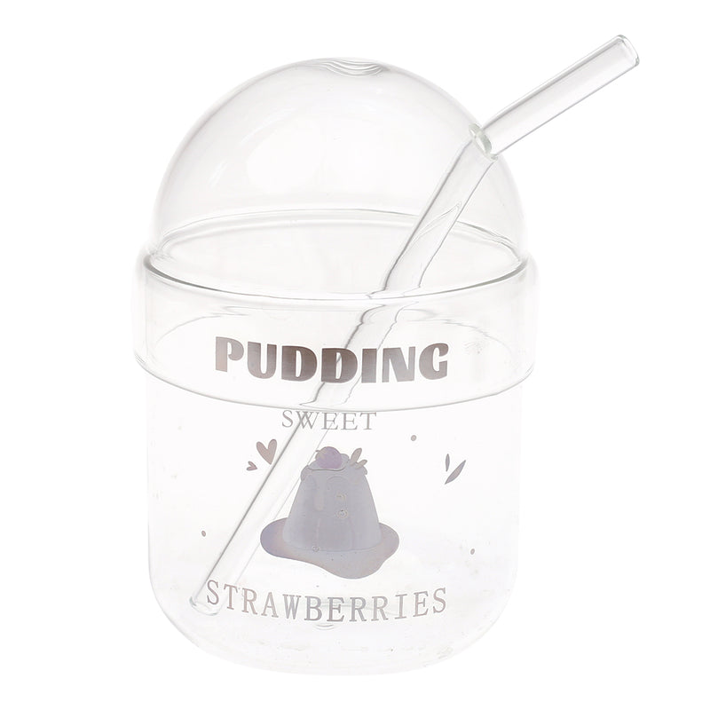 Soda Glass – Transparent with Dome Lid & Straw - Habitt