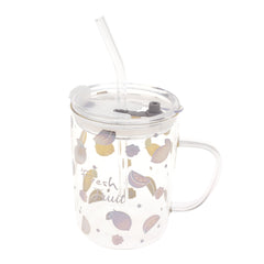 Juice Mug – Transparent with Fruit Design & Lid