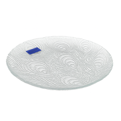 Elegant Clear Pressed-Glass Dinner Plate with Peacock-Feather Pattern – 1 Piece, 267 mm Diameter