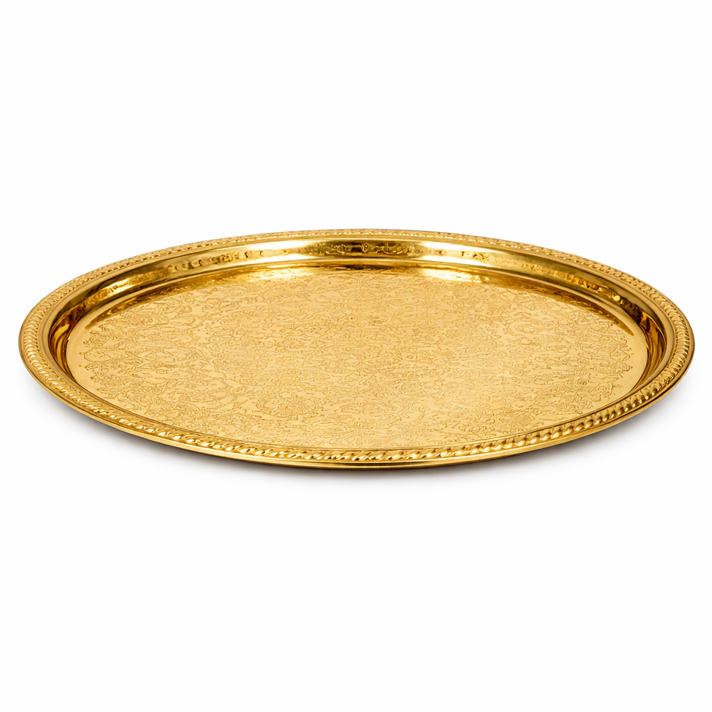 Golden Stainless Steel Platter – 32 cm