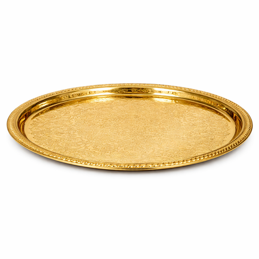 Golden Stainless Steel Platter – 32 cm