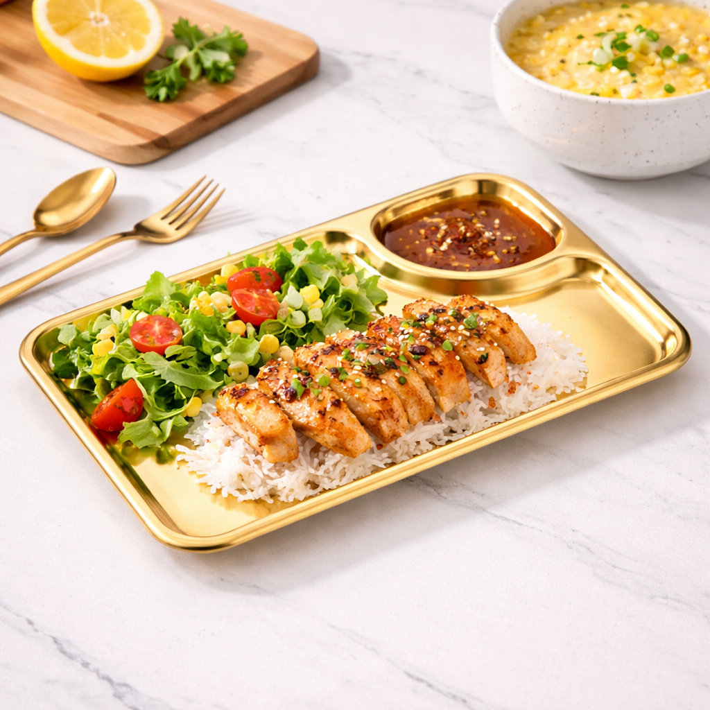 Golden Serving Snacks Tray – Elegant Metal Tray