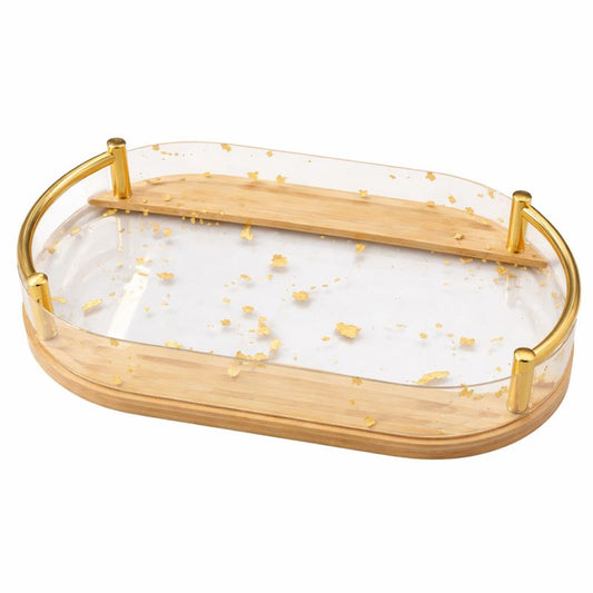 Luxury Acrylic Tray Set (3 Pieces) with Golden Handles