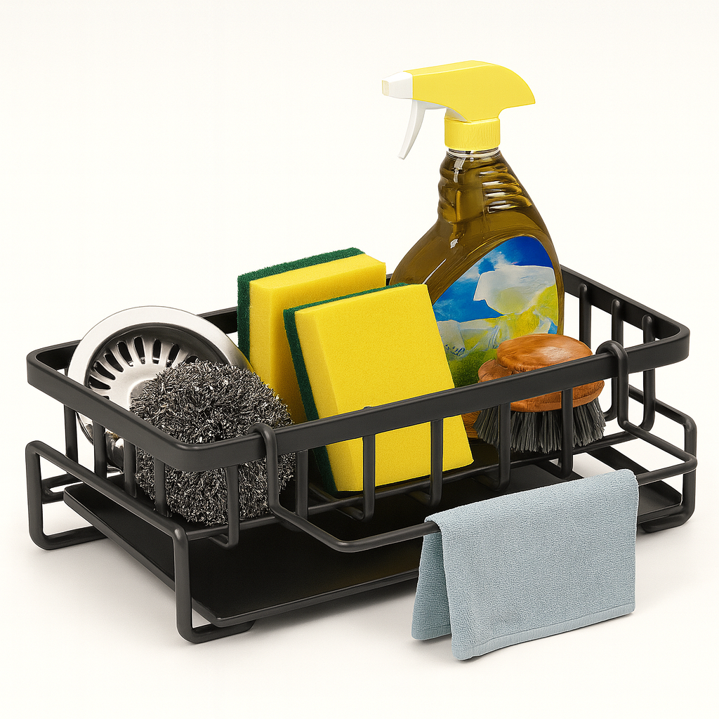 Heavy-Duty Iron Sink Rack for Organized Dishwashing Storage & Quick Drainage