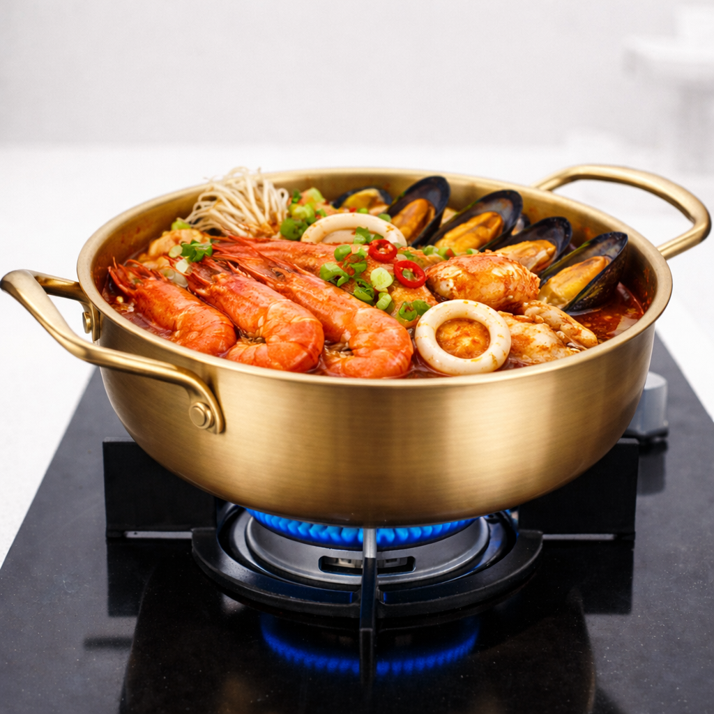 Golden Stainless Steel Serving Karahi – 20 cm / 22 cm