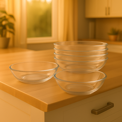 Clear Pressed-Glass Small Side Plate Set – 6 Pieces, 142 mm Diameter