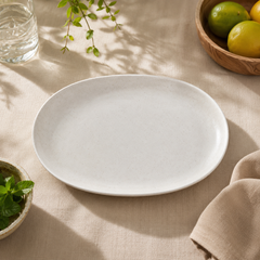 Oval Long Plate – White