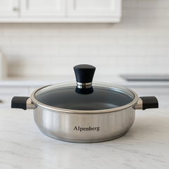 Stainless Steel Karahi with Glass Lid  28×7 cm & 30×7 cm Options