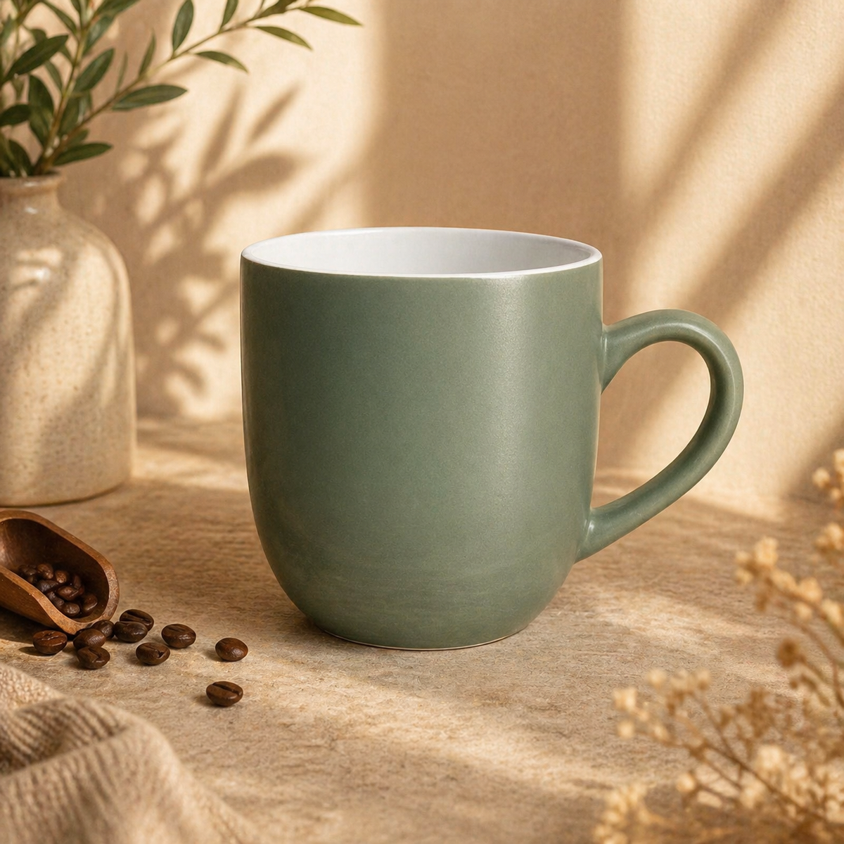 Sage Green Ceramic Coffee Mug – Minimalist Matte Finish Tea Cup for Modern Kitchen & Office - Habitt