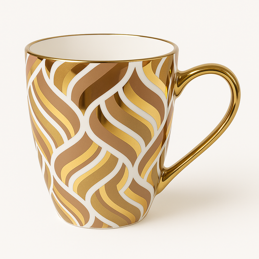 Luxury Mug – Gold & brown Patterned Design