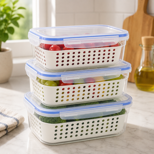 Airtight Fridge Storage Box Set – Pack of 3