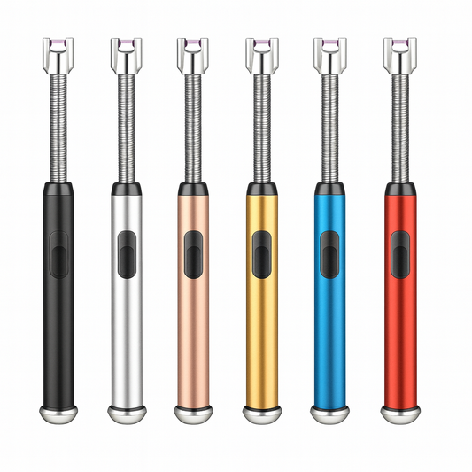 1Pc 360° Rechargeable Outdoor Kitchen (Assorted) Lighter – Windproof Electric Arc Lighter with Flexible Neck | USB Flameless Lighter for Cooking, BBQ & Camping