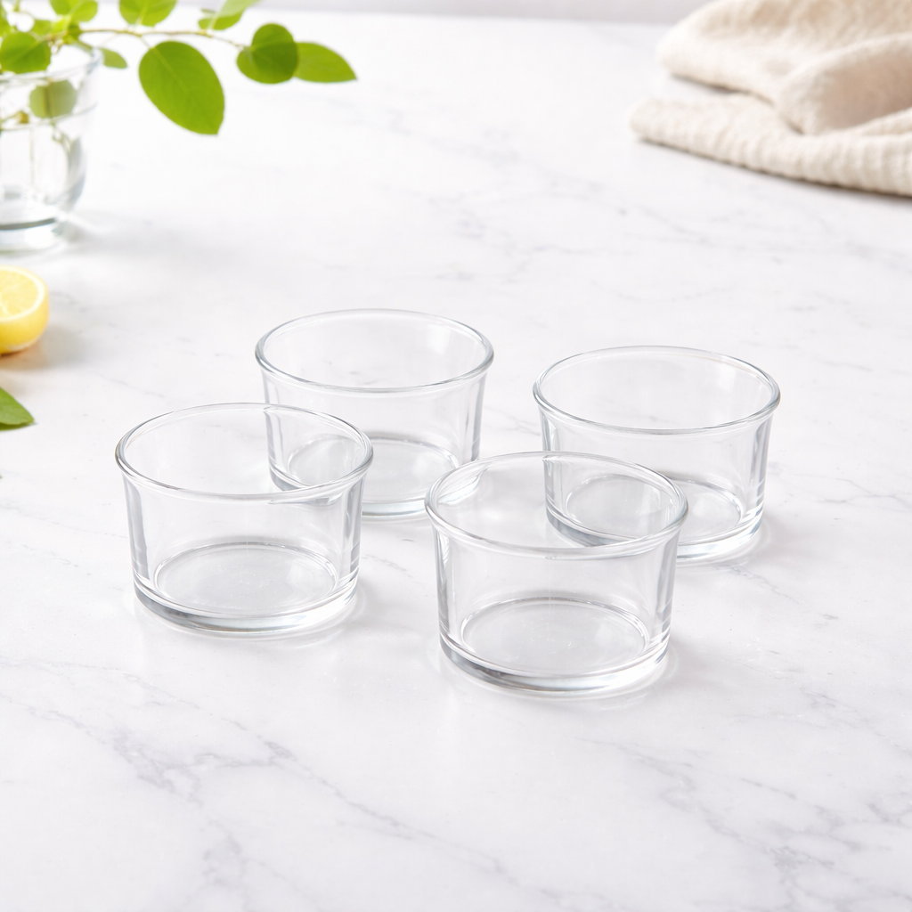 4-Piece Dessert Bowl Set 200ml – Clear Mini Serving Bowls for Ice Cream, Pudding & Snacks - Habitt