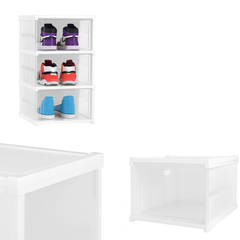 3-Layer Shoe Holder – Stackable Transparent Shoe Storage Box Organizer