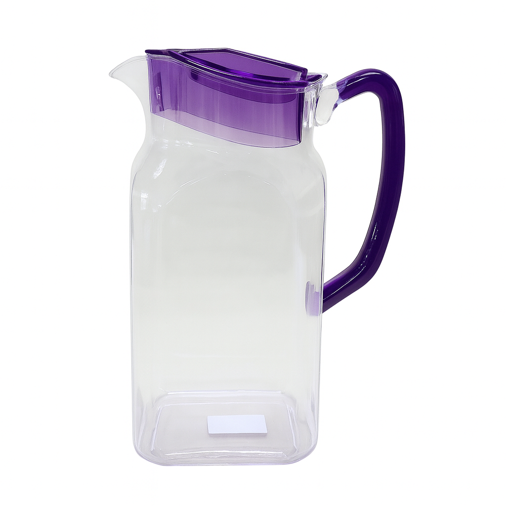 SQ Jug 1900ml – Available in Sky Blue, Purple, Orange, Clear, Amber & Blue | Premium Polycarbonate Square Pitcher - Habitt