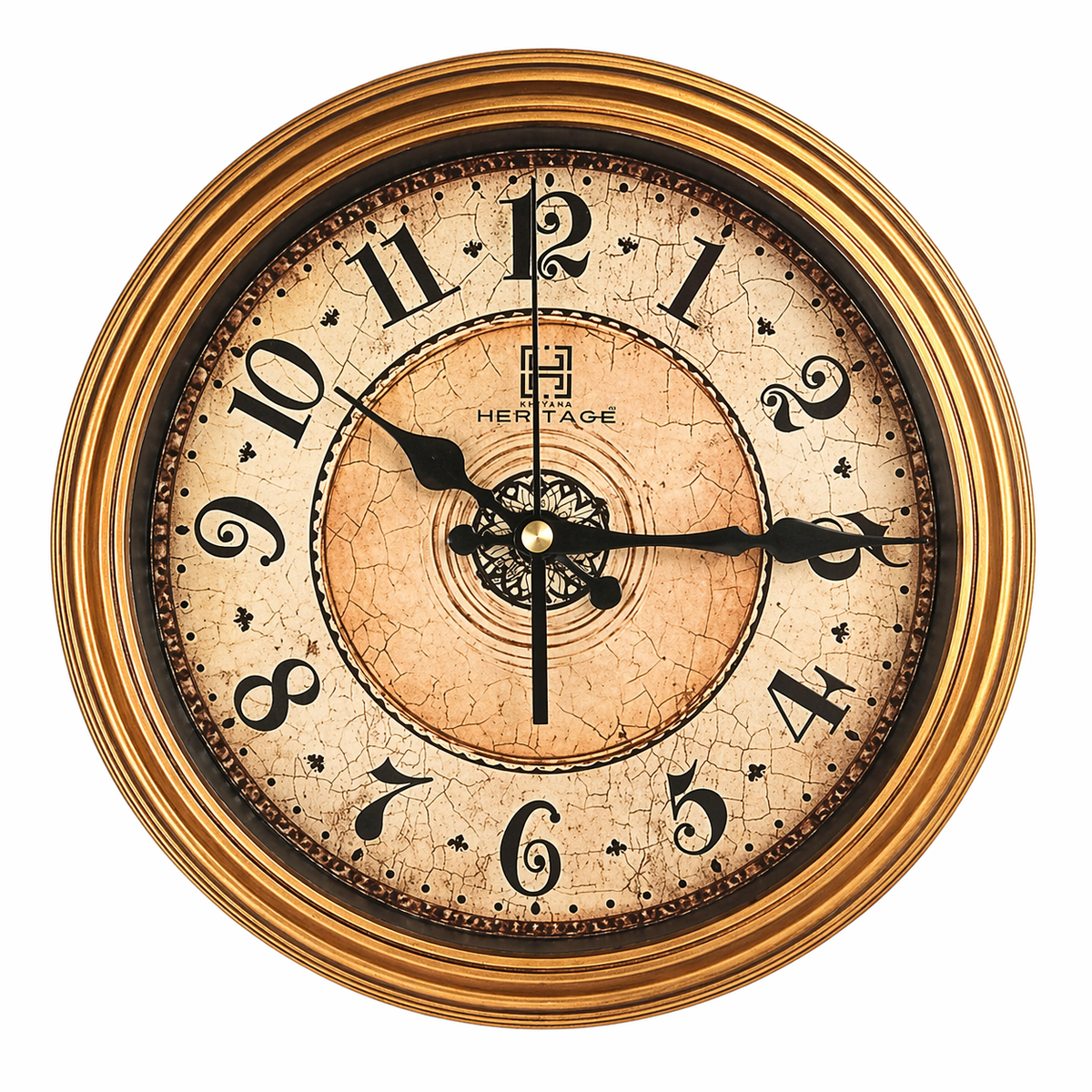 Vintage Heritage Wall Clock Squat 10.75" – Antique Rustic Round Wall Clock with Distressed Dial & Wooden Finish Frame - Habitt