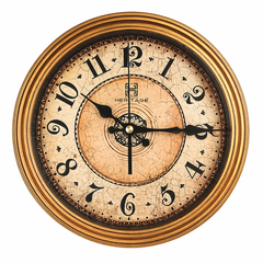 Vintage Heritage Wall Clock Squat 10.75" – Antique Rustic Round Wall Clock with Distressed Dial & Wooden Finish Frame - Habitt