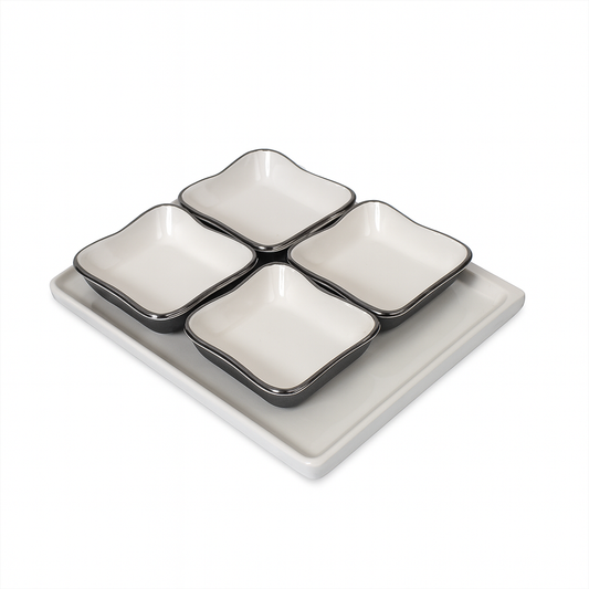 Portion Plate – White Ceramic Snack Serving Set