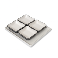 Portion Plate – White Ceramic Snack Serving Set