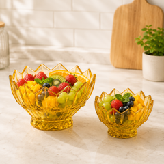 Amber-Tinted Crystal-Cut 7-Piece Fruit Bowl Set – 200/105 mm Bowls
