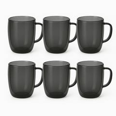 Set of 6 Double-Wall Mugs – Smoke Grey | Heat-Resistant Coffee & Tea Cups