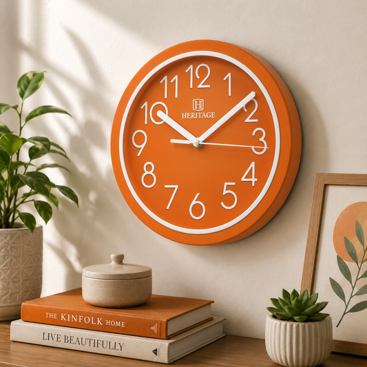 Heritage Wall Clock Fantasy – Orange Plastic Frame Edition