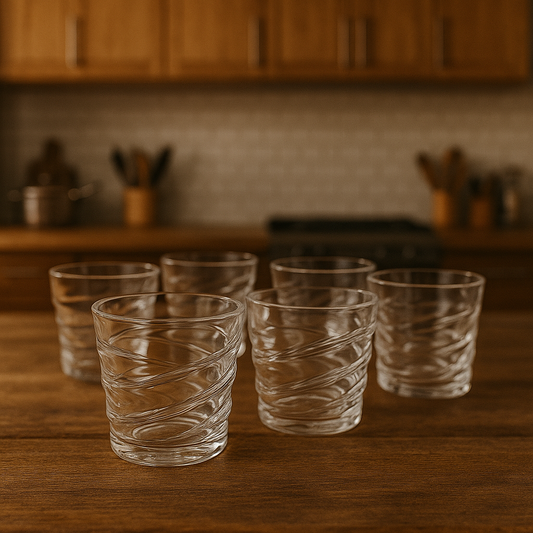 Swirl-Design Tumbler Glass Set 320 ml – Durable Everyday Drinkware (6 Pcs)