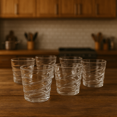 Swirl-Design Tumbler Glass Set 320 ml – Durable Everyday Drinkware (6 Pcs)