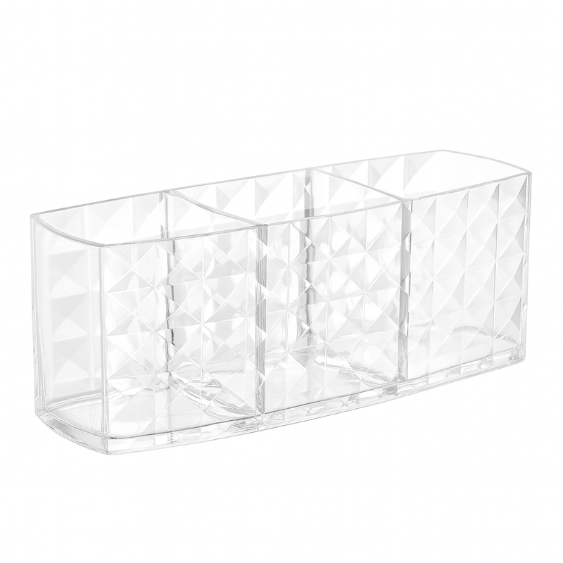 Crystal Clear Cosmetic Organizer – Multi-Slot Makeup Holder for Vanity & Dressing Table - Habitt