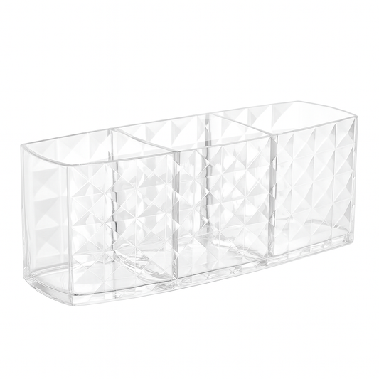 Crystal Clear Cosmetic Organizer – Multi-Slot Makeup Holder for Vanity & Dressing Table