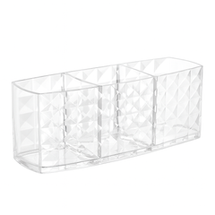 Crystal Clear Cosmetic Organizer – Multi-Slot Makeup Holder for Vanity & Dressing Table