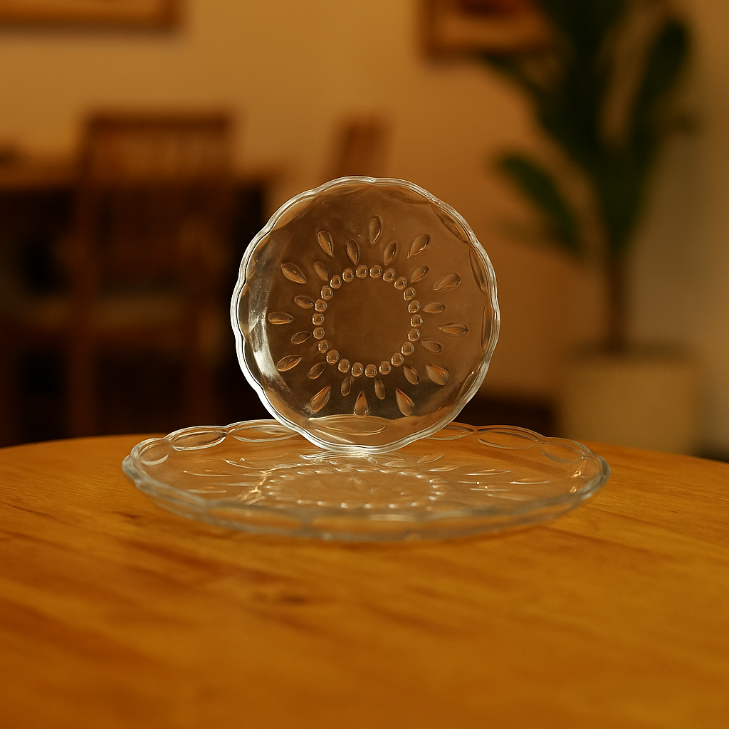 7-Piece Clear Glass Cake Set – Elegant 305 / 183 mm Dessert Plates