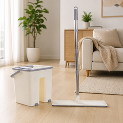 Scratch Cleaning Mop | Flat Floor Cleaning Mop with Bucket Set - Habitt
