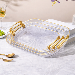 3PC Acrylic Tray Set – Elegant Clear Serving Trays with Handles