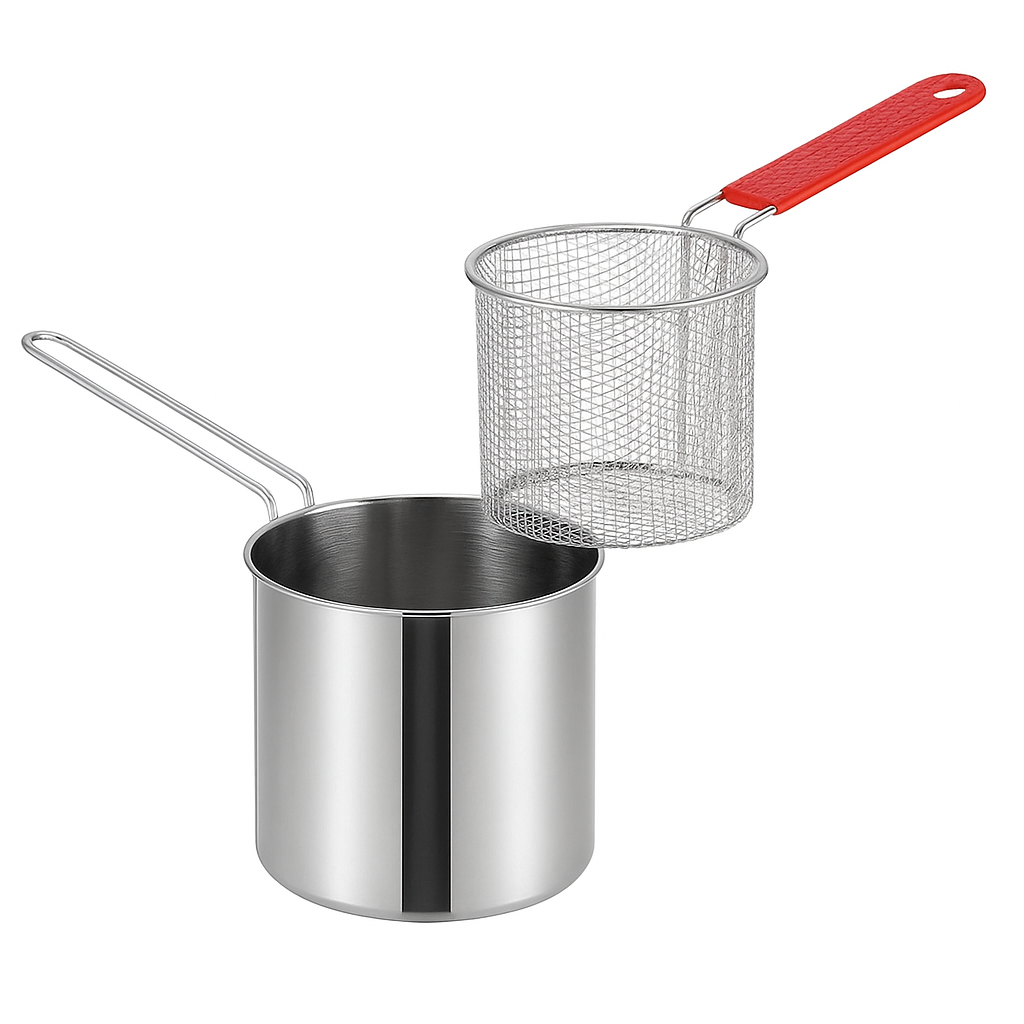 Stainless Steel Oil Strainer Pot with Fry Basket – Multi-Purpose Deep Frying Tool