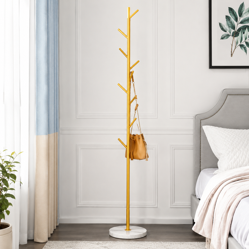 Metal Clothes Rack Bracket Circular Base Gold Accent