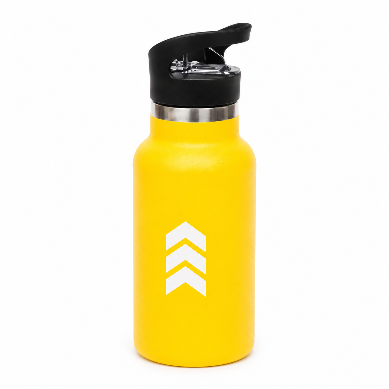 Matte Yellow Stainless Steel Insulated Water Bottle – Leakproof Reusable Sports & Travel Flask with Carry Handle Lid - Habitt