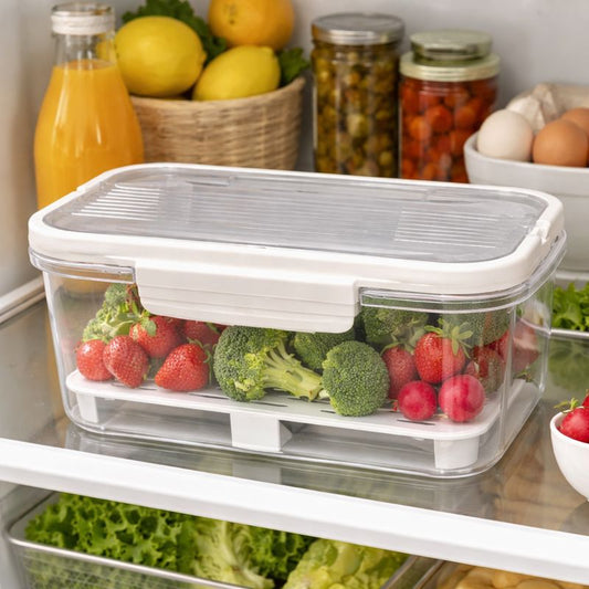 Acrylic Fridge Storage Box Medium – Clear Refrigerator Organizer with Lid