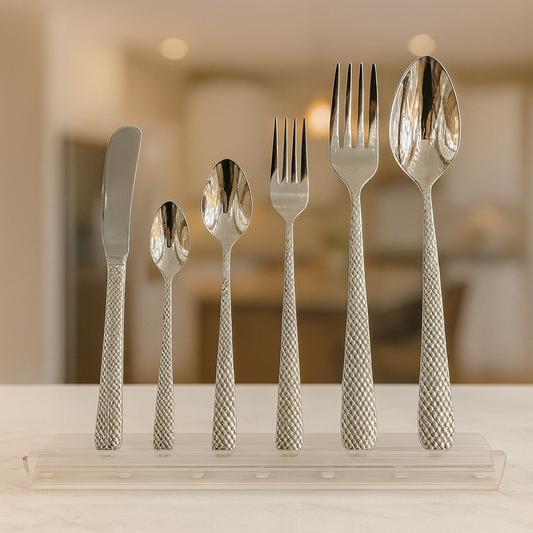 Three Color Textured Stainless Steel Spoon & Cutlery Set