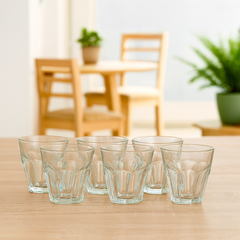 Faceted Clear Tumbler Glass Set 240 ml – Premium Everyday Drinkware (6 Pcs)
