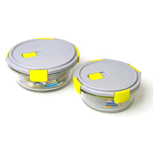 2-Piece Round Glass Storage Container Set – 650ml & 950ml