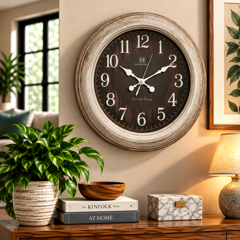 SUNRISE PLAIN 18" Modern Wall Clock – Silver Frame with Black Dial