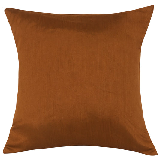 Golden Brown Raw Silk Cushion Cover 18x18 – Luxurious Handcrafted Throw Pillow for Living Room & Bedroom