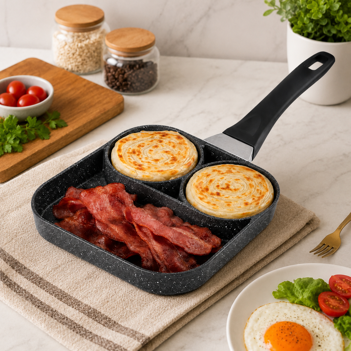 3 Partition Multi-Functional Pan