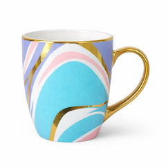 Ceramic Abstract Mug with Golden Handle – Premium Tea & Coffee Cup